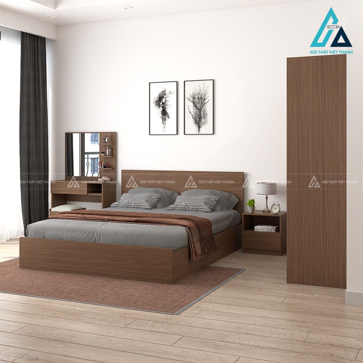 Combo phòng ngủ gỗ hiện đại tiết kiệm diện tích cho gia đình 5