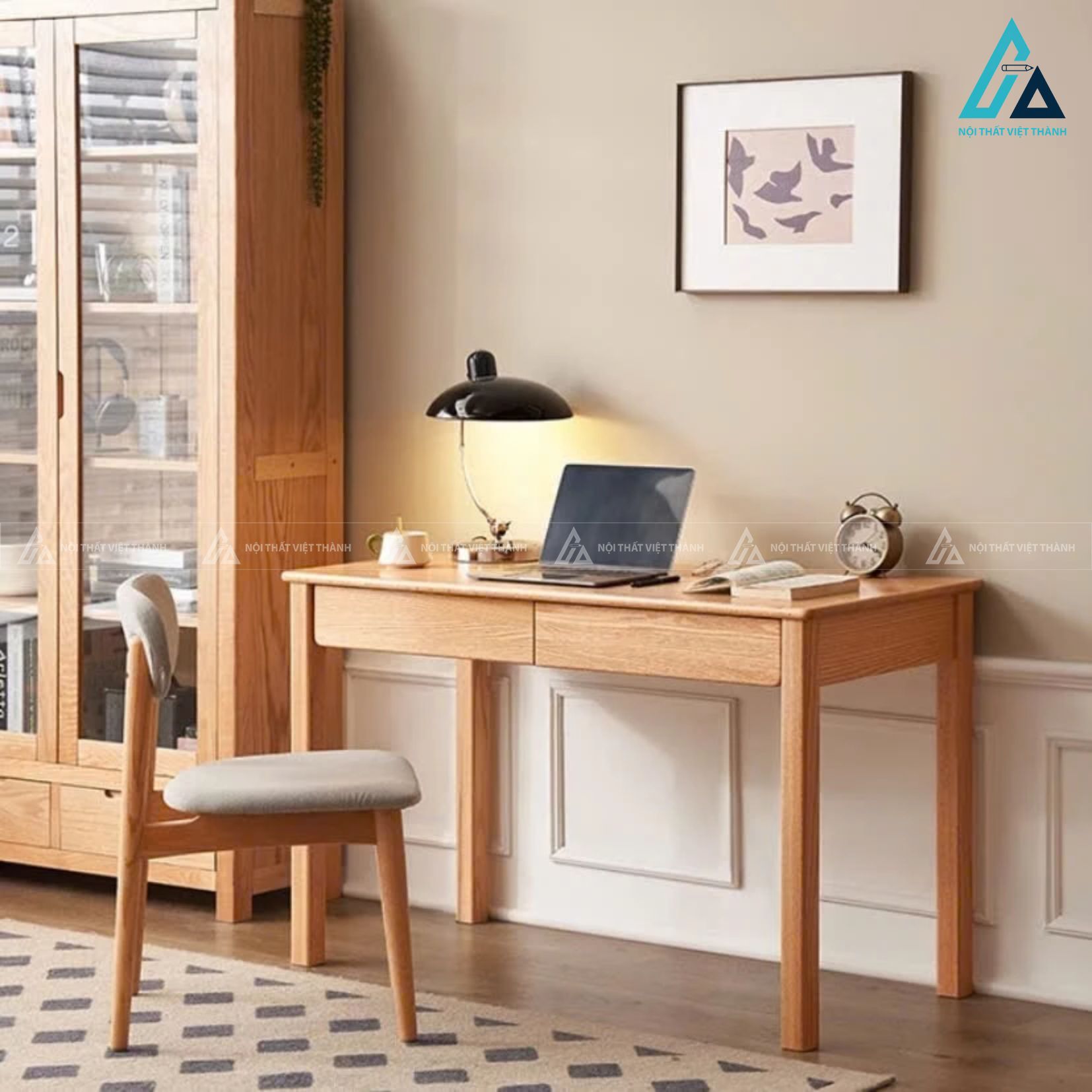 Bộ giường ngủ chân cao kết hợp bàn học và hệ tủ quần áo đa năng 1