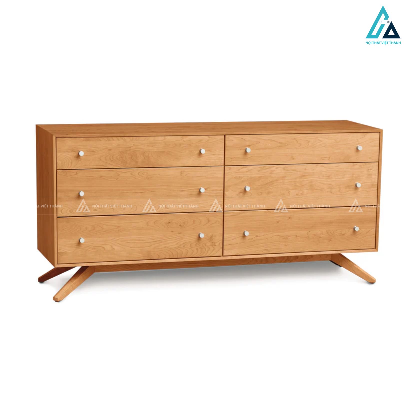 Bộ giường tủ gỗ tự nhiên chân chéo sang trọng cho phòng ngủ 1