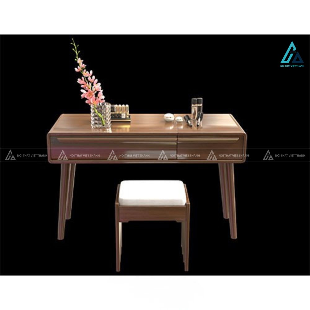 Bộ giường ngủ vân gỗ hình chữ v kết hợp bàn phấn và táp đầu giường 1