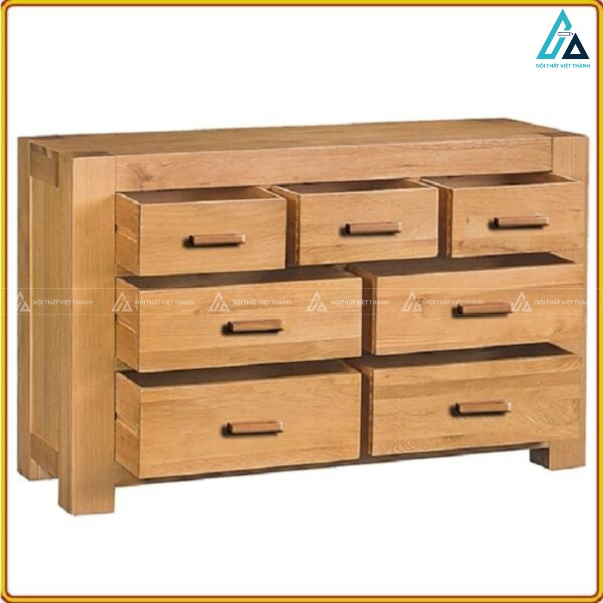Combo giường ngủ thiết kế chân khối và tủ ngăn kéo gỗ tự nhiên 2