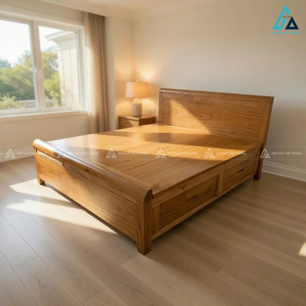 Combo giường ngủ ngăn kéo và tủ áo bàn phấn gỗ tự nhiên 2