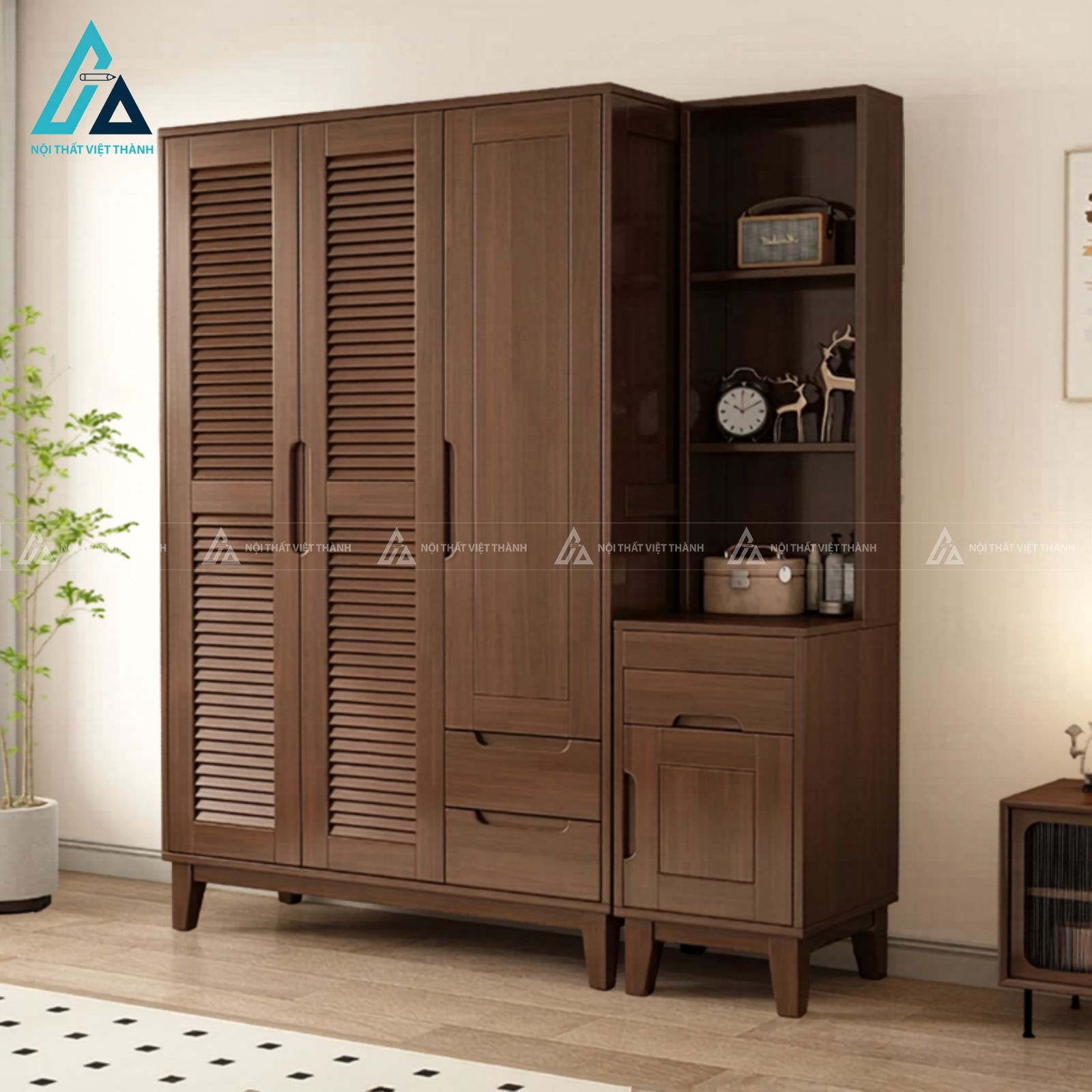 Combo phòng ngủ tích hợp tủ quần áo và bàn trang điểm hiện đại 2