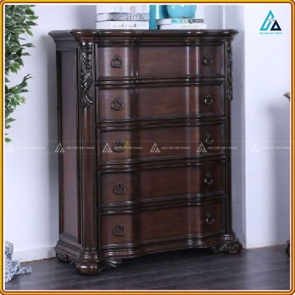 Combo giường ngủ bọc nệm và tủ ngăn kéo tân cổ điển sang trọng 2