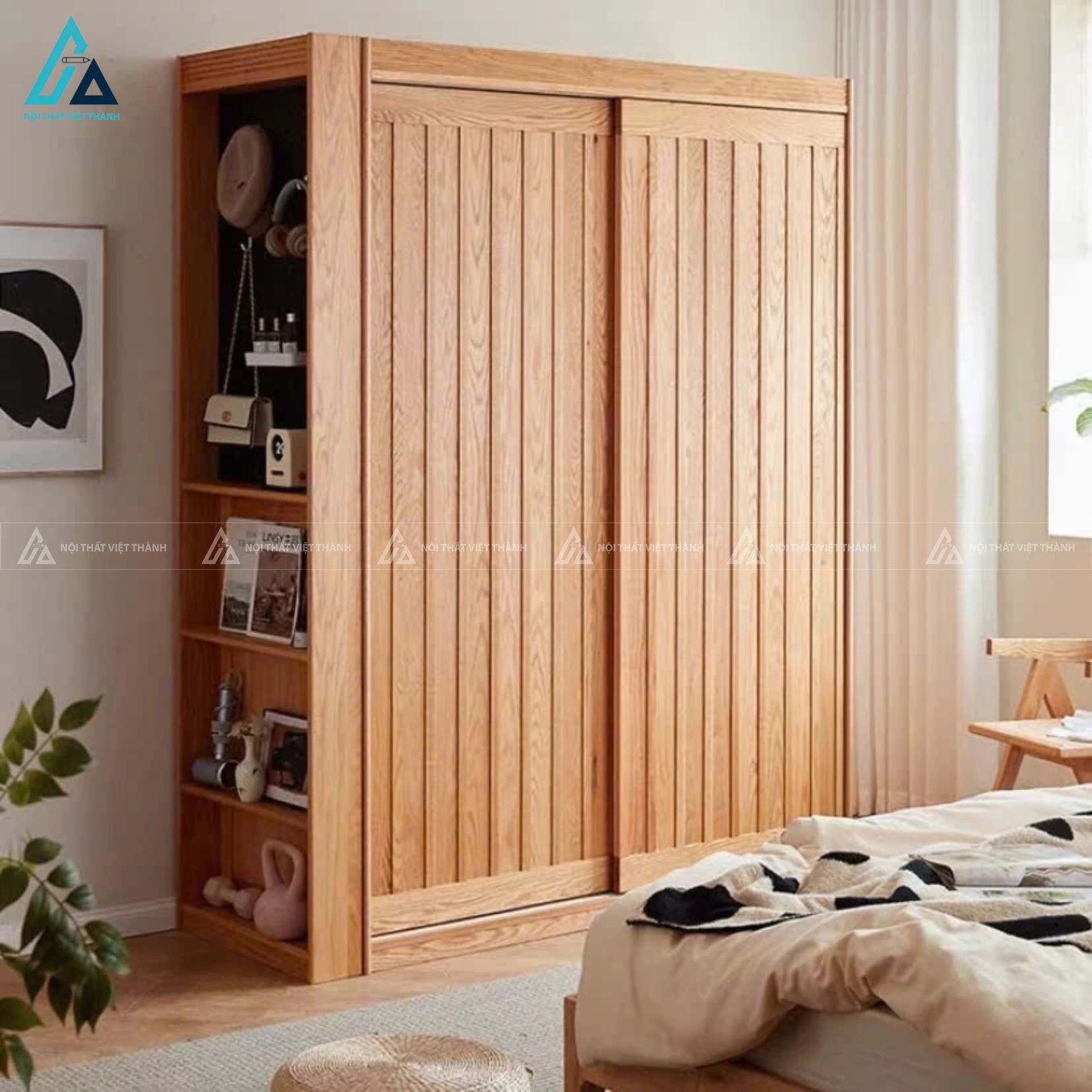 Combo giường ngủ kết hợp tủ áo cánh lùa và bàn trang điểm thông minh 3