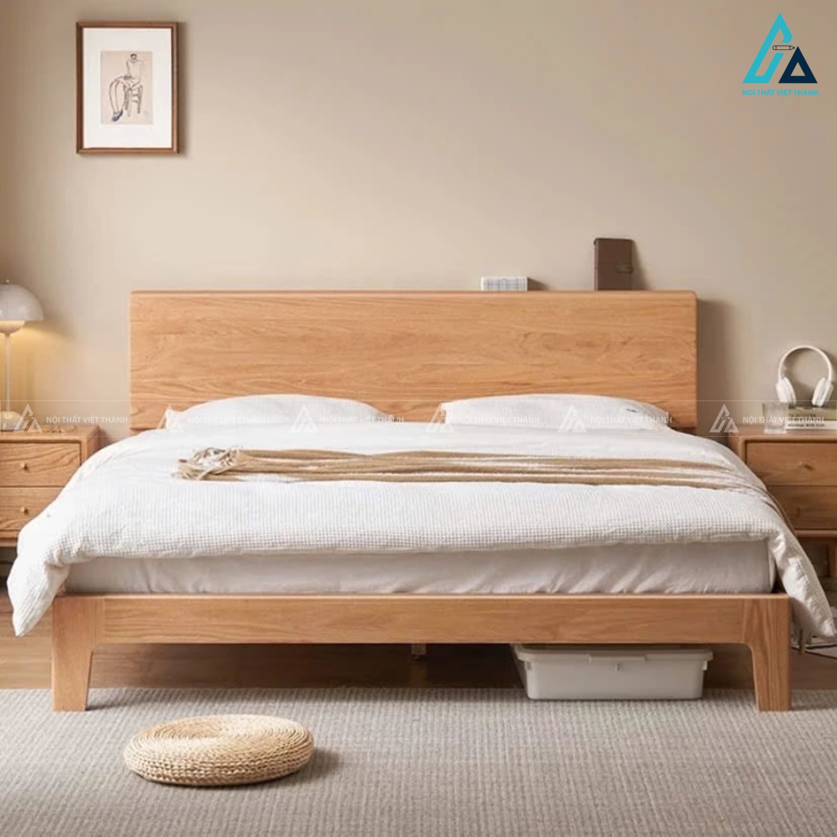 Bộ giường ngủ chân cao kết hợp bàn học và hệ tủ quần áo đa năng 3