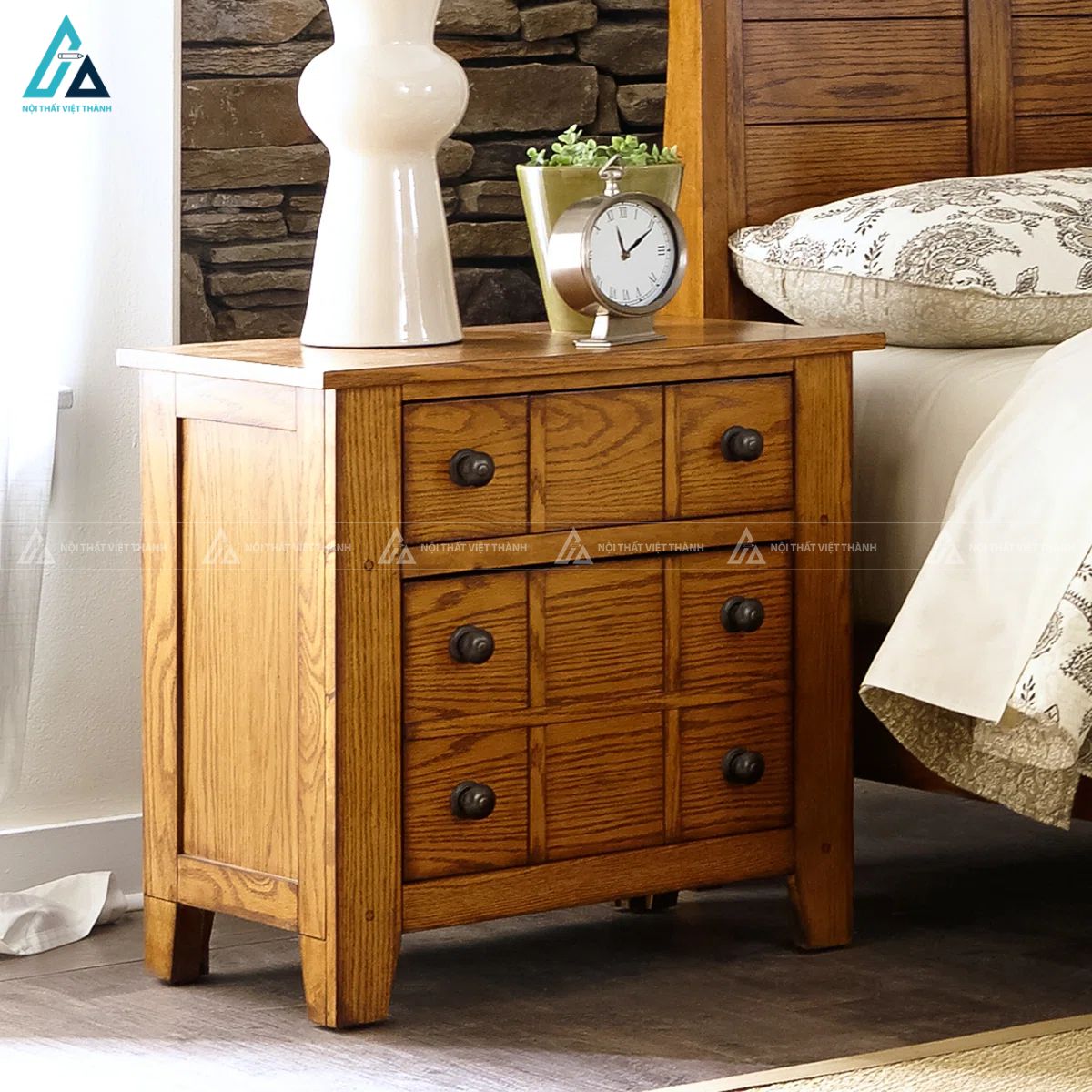Combo giường ngủ thiết kế dáng thuyền pano gỗ tự nhiên ấm áp 3