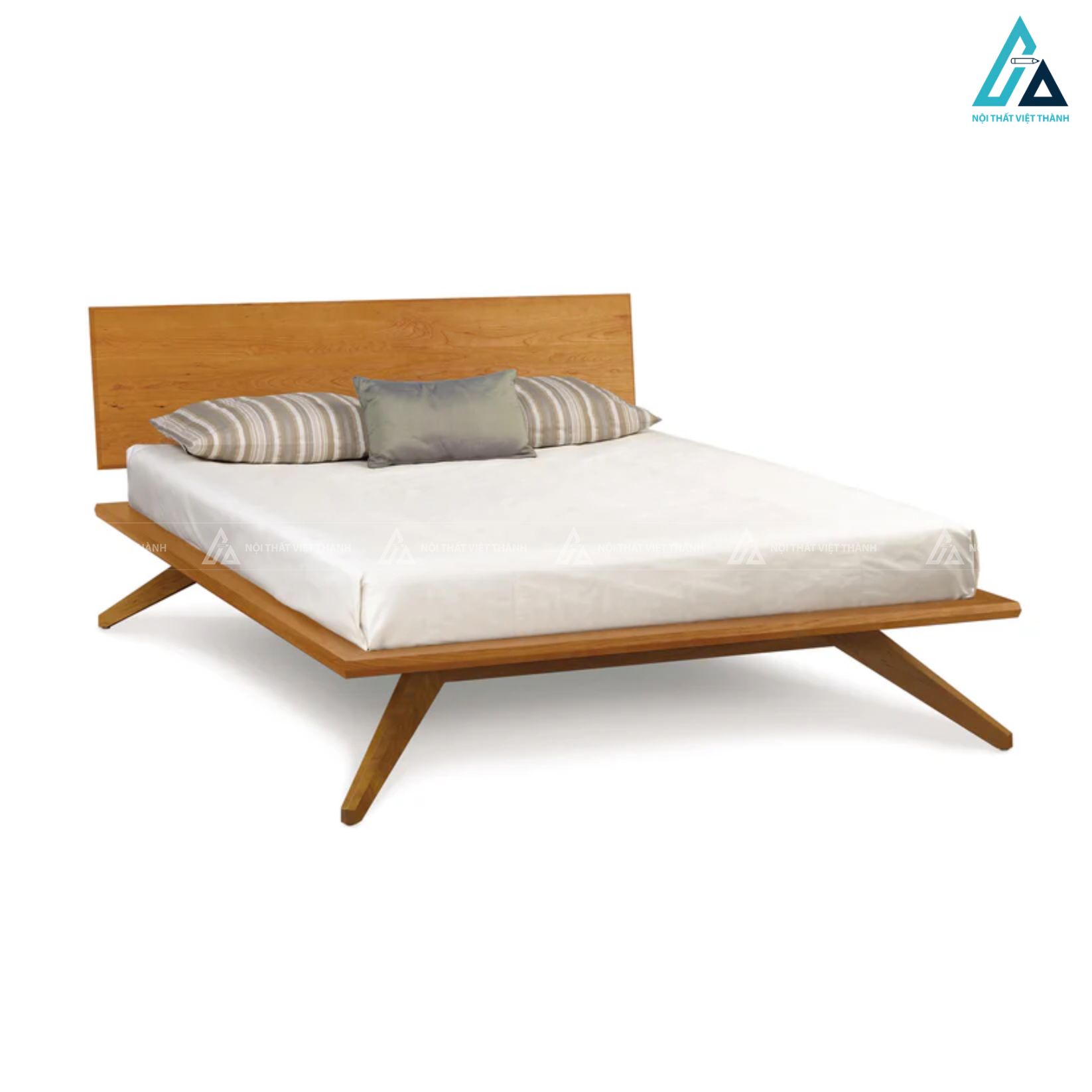 Bộ giường tủ gỗ tự nhiên chân chéo sang trọng cho phòng ngủ 3