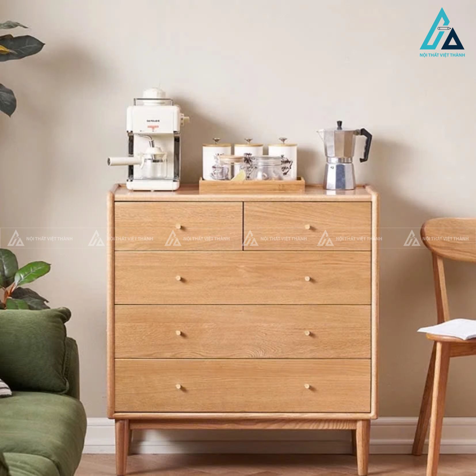 Bộ giường ngủ chân cao kết hợp bàn học và hệ tủ quần áo đa năng 4