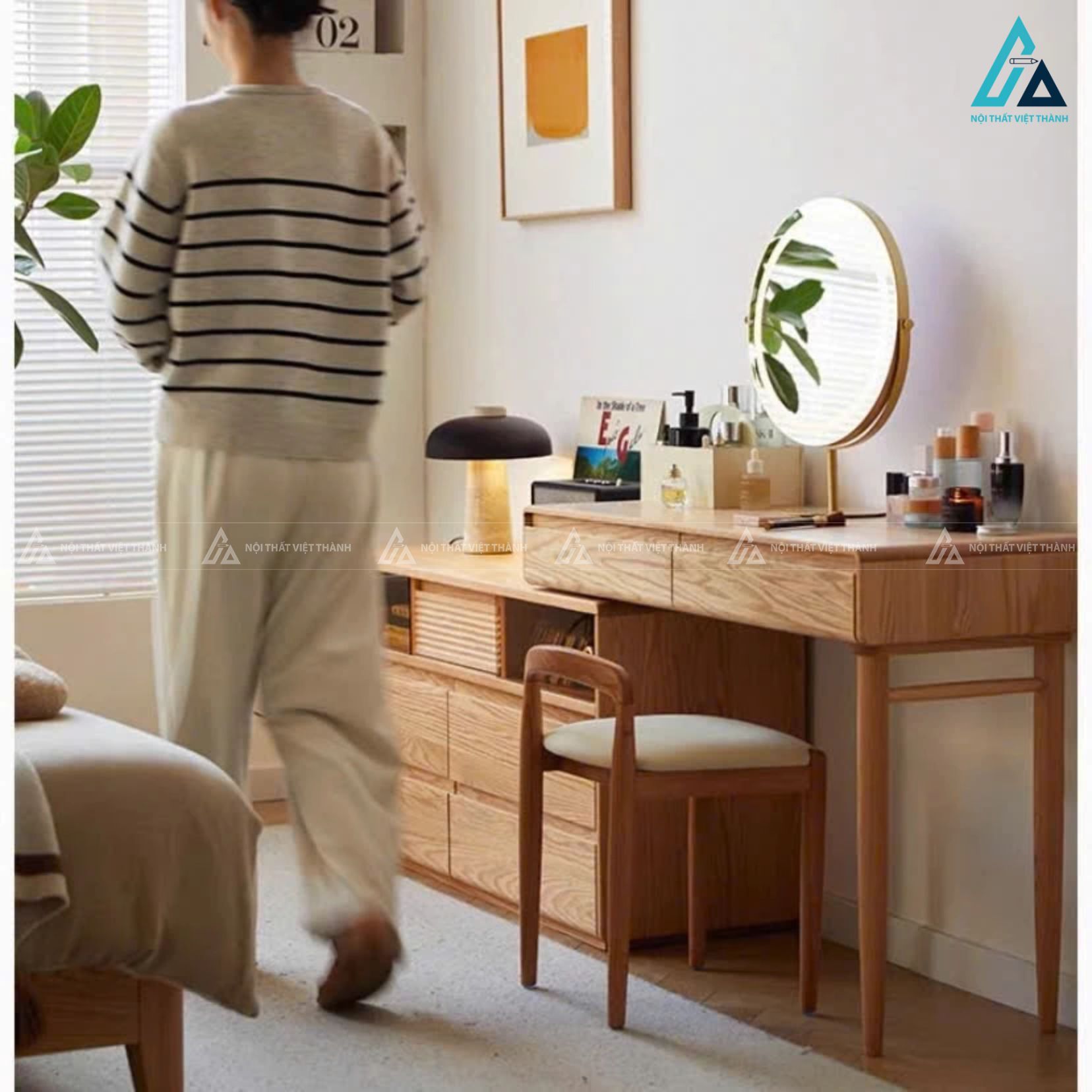 Combo giường ngủ kết hợp tủ áo cánh lùa và bàn trang điểm thông minh 4