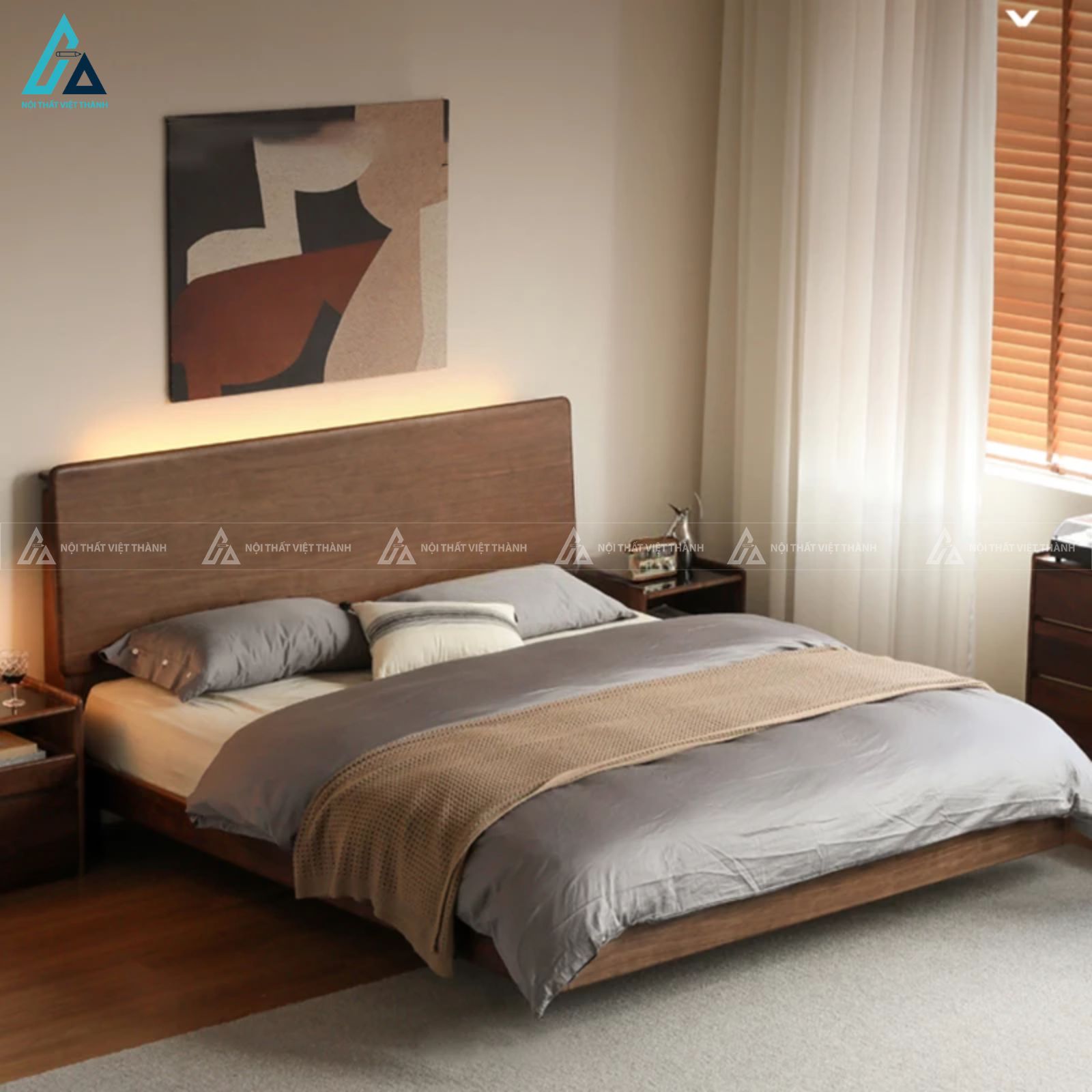 Combo phòng ngủ gỗ tự nhiên tủ quần áo và bàn trang điểm hiện đại 5