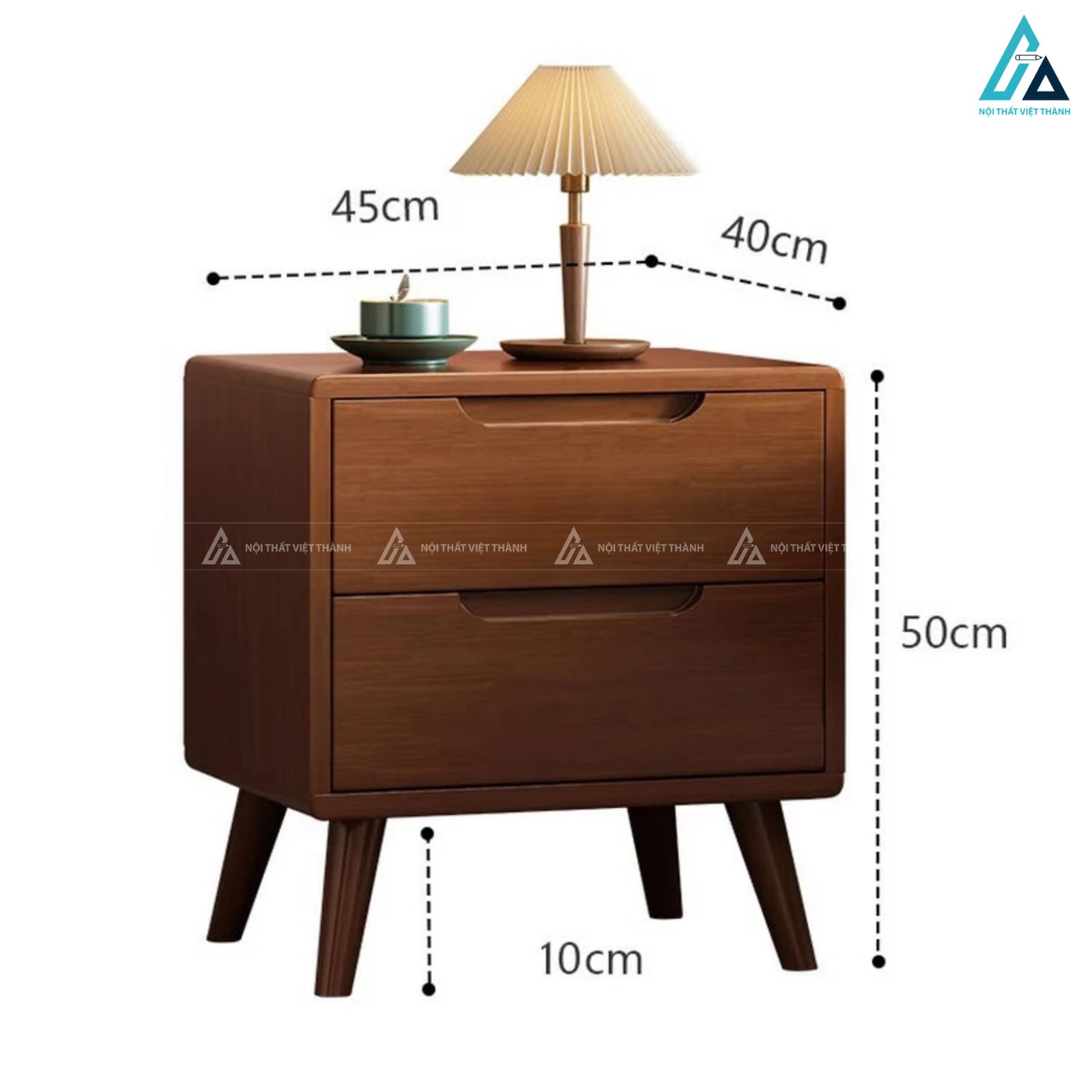 Combo phòng ngủ gỗ tự nhiên chân cao và tủ quần áo có kệ góc 5