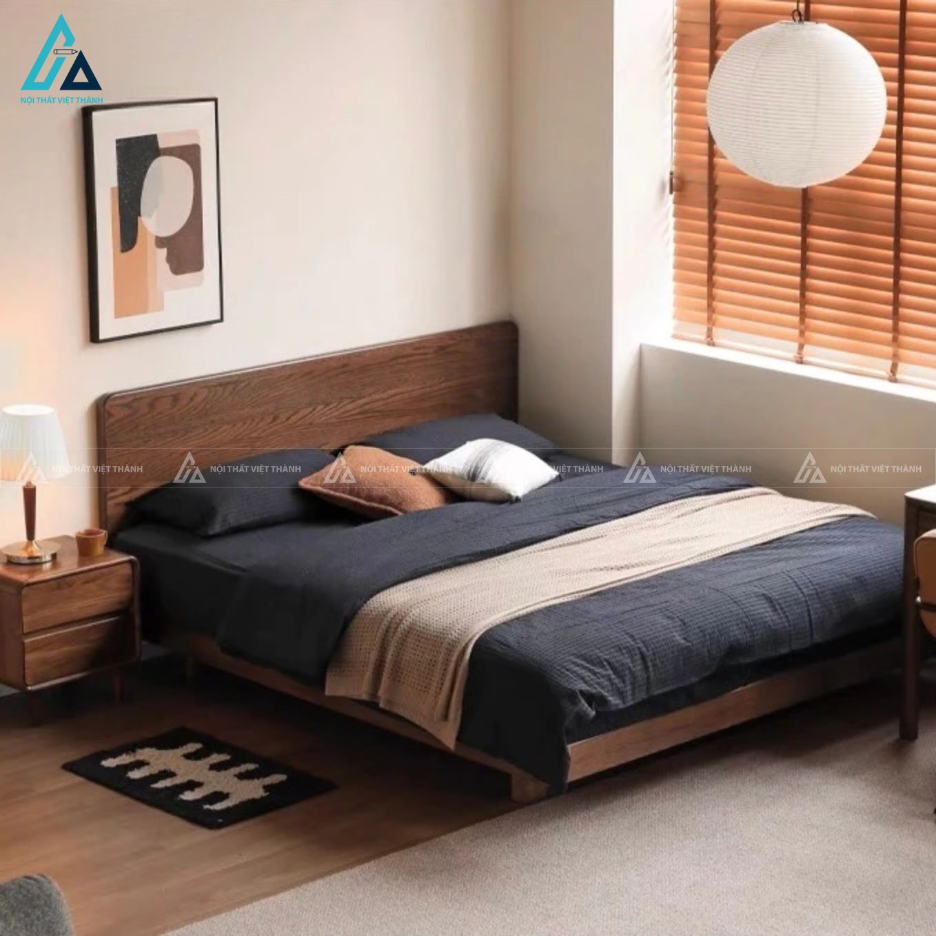 Combo giường ngủ kết hợp tủ áo và bàn phấn gương đèn led 5