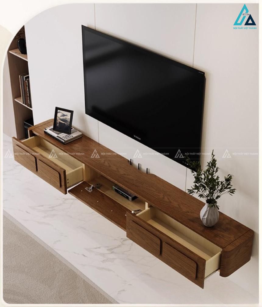 Kệ tivi treo tường gỗ tự nhiên hiện đại tiết kiệm diện tích 1
