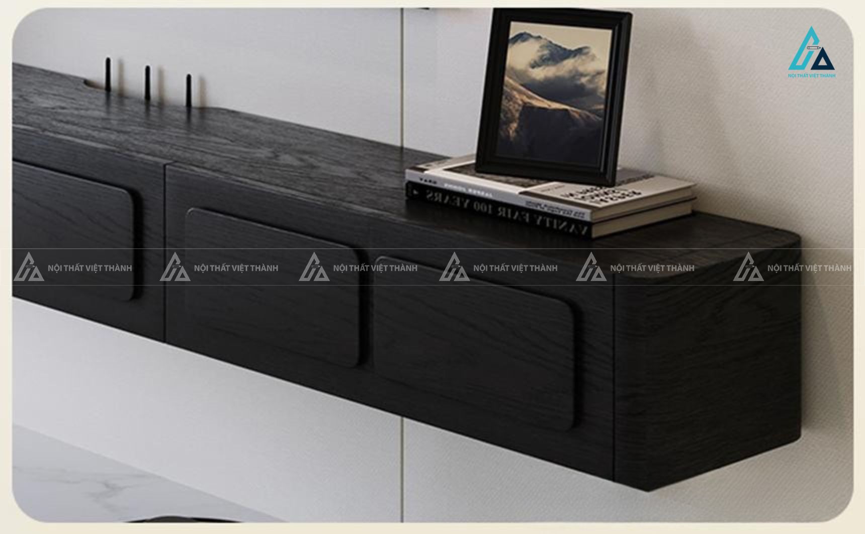 Kệ tivi treo tường gỗ tự nhiên hiện đại tiết kiệm diện tích 2