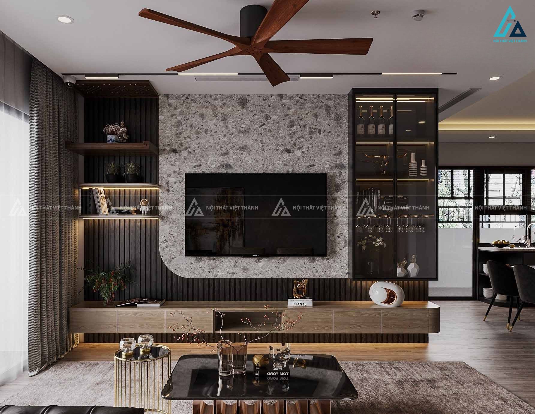 Kệ tivi kết hợp hệ tủ trang trí sang trọng đẳng cấp hiện đại