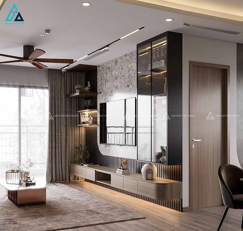 Kệ tivi kết hợp hệ tủ trang trí sang trọng đẳng cấp hiện đại 1