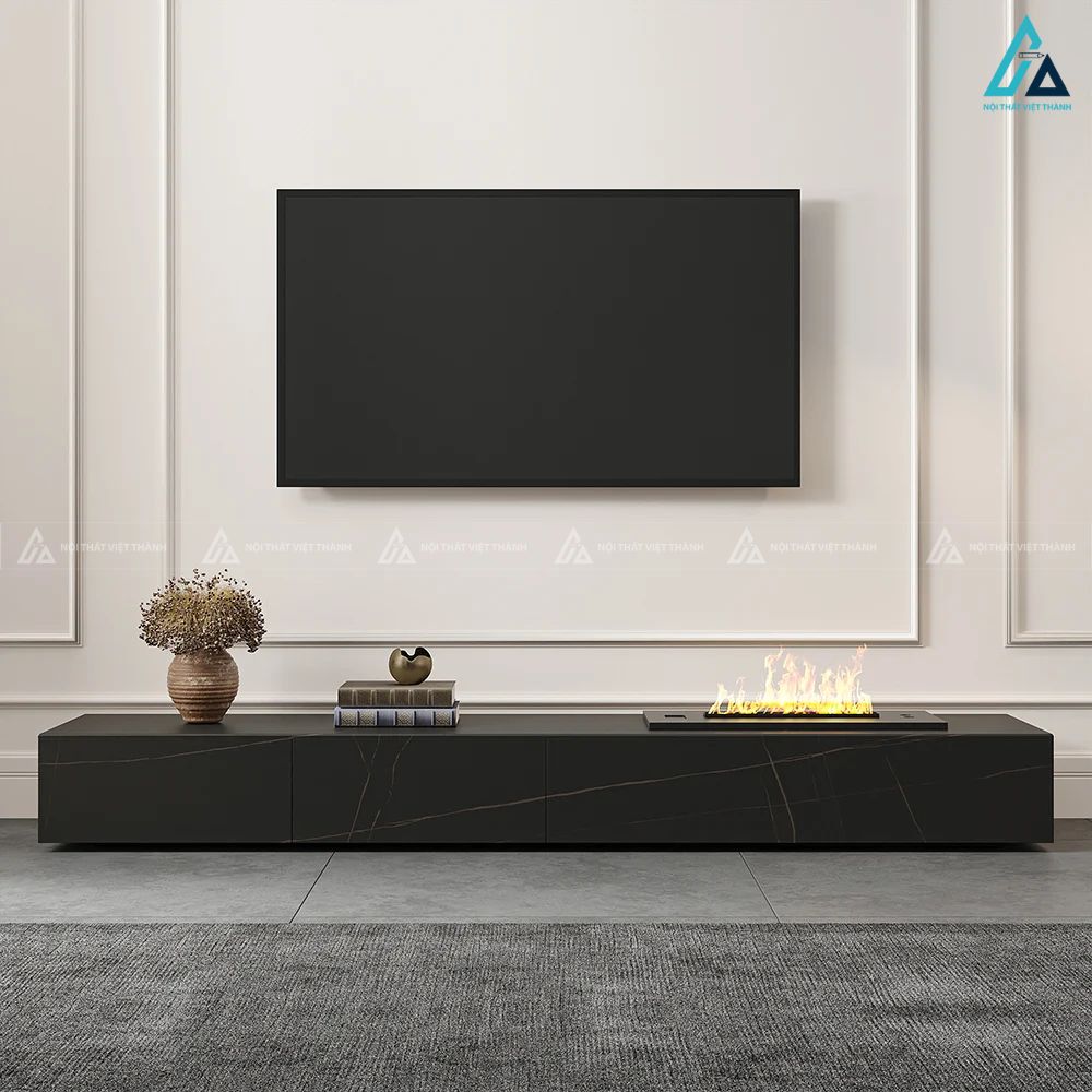 Kệ tivi hiện đại tích hợp lò sưởi điện trang trí sang trọng