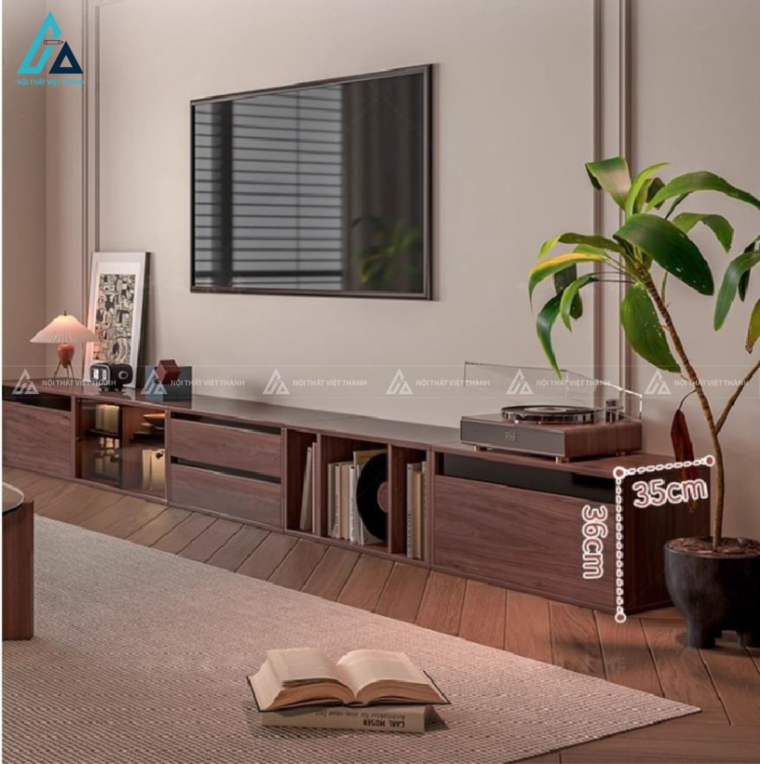 Kệ tivi gỗ công nghiệp kết hợp tủ trang trí đa năng hiện đại 2