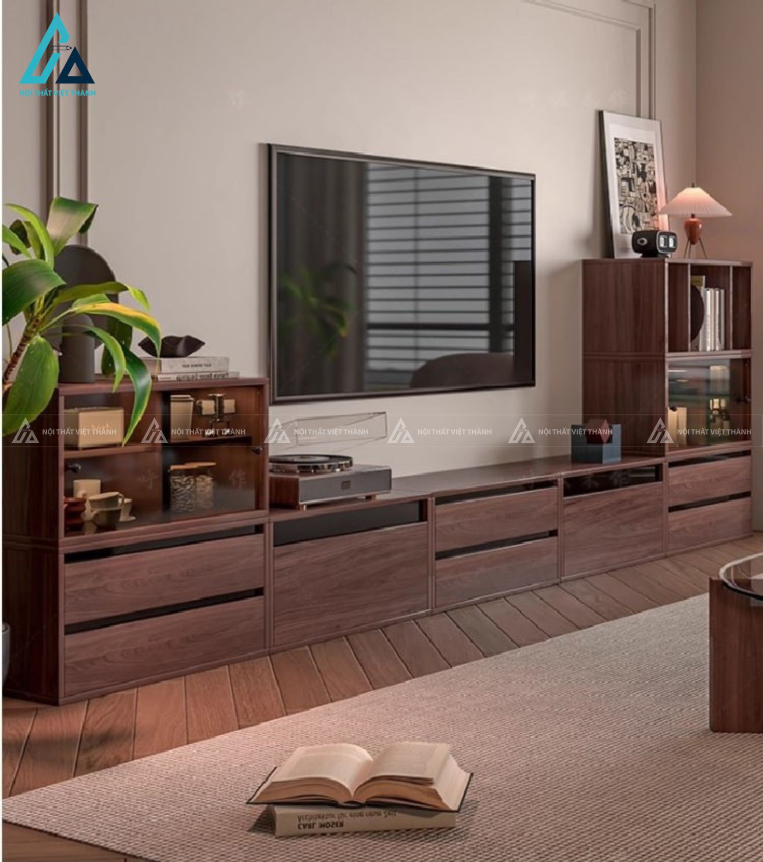 Kệ tivi gỗ công nghiệp kết hợp tủ trang trí đa năng hiện đại 3