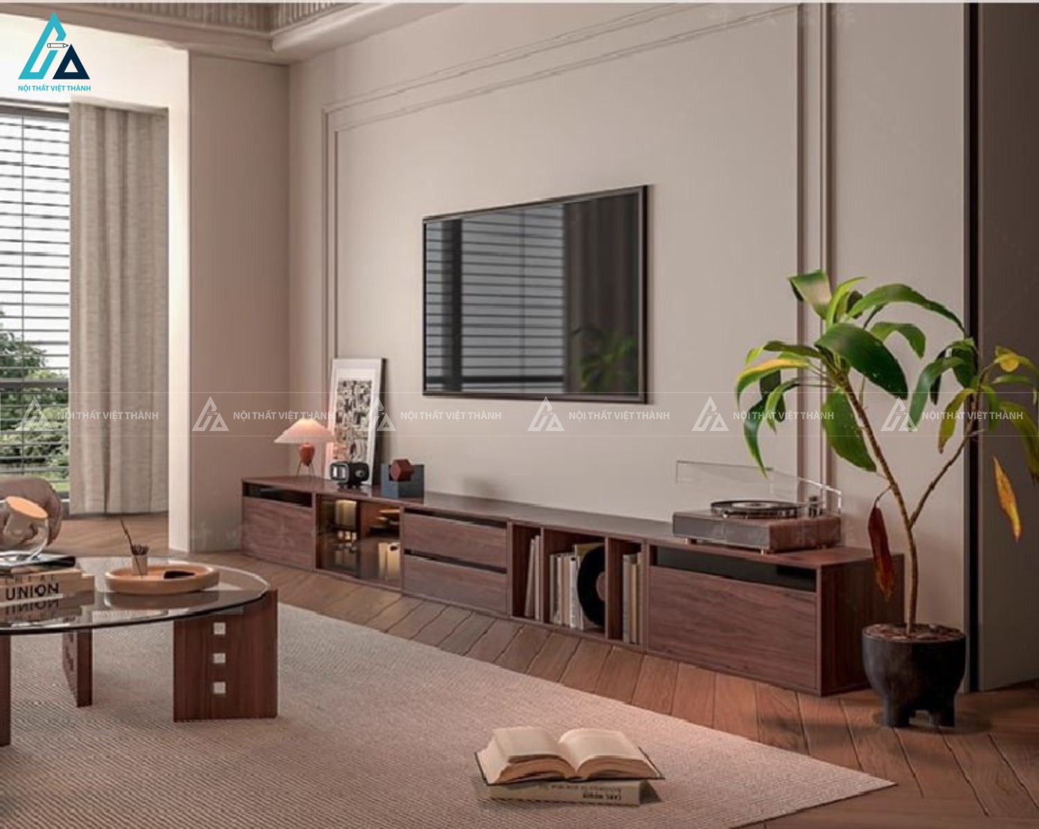 Kệ tivi gỗ công nghiệp kết hợp tủ trang trí đa năng hiện đại 4