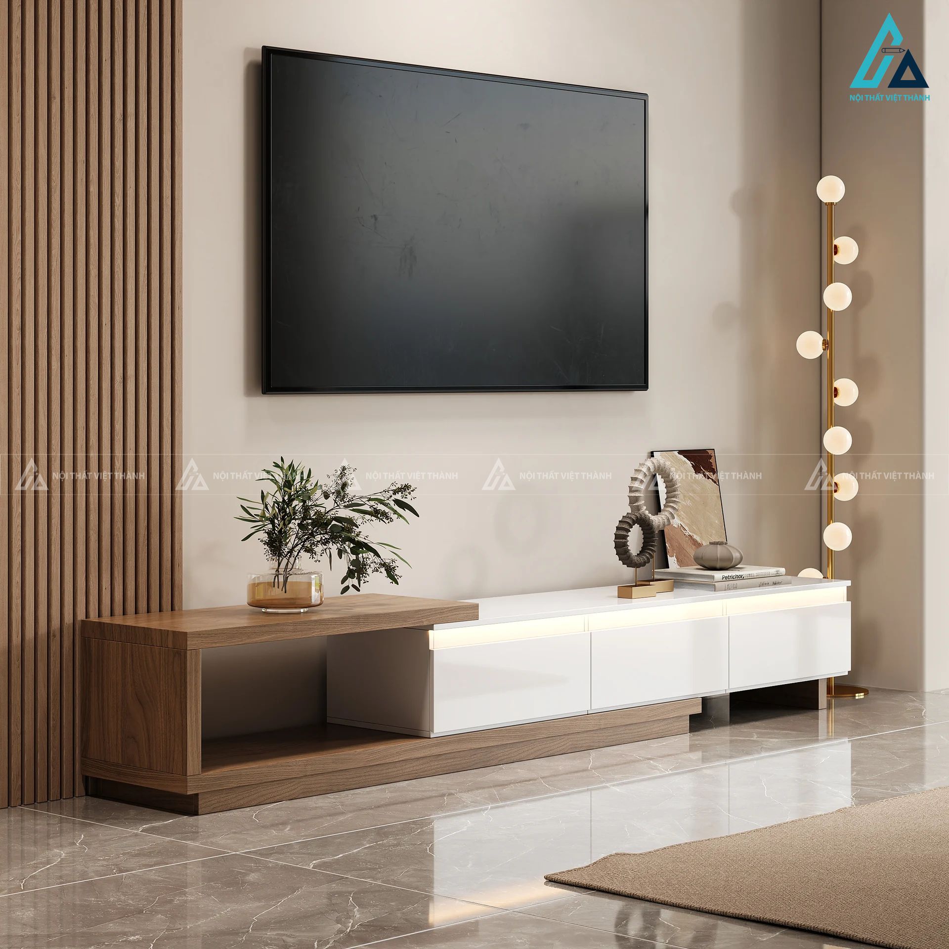 Kệ tivi gỗ công nghiệp hiện đại kết hợp ngăn kéo thông minh 5