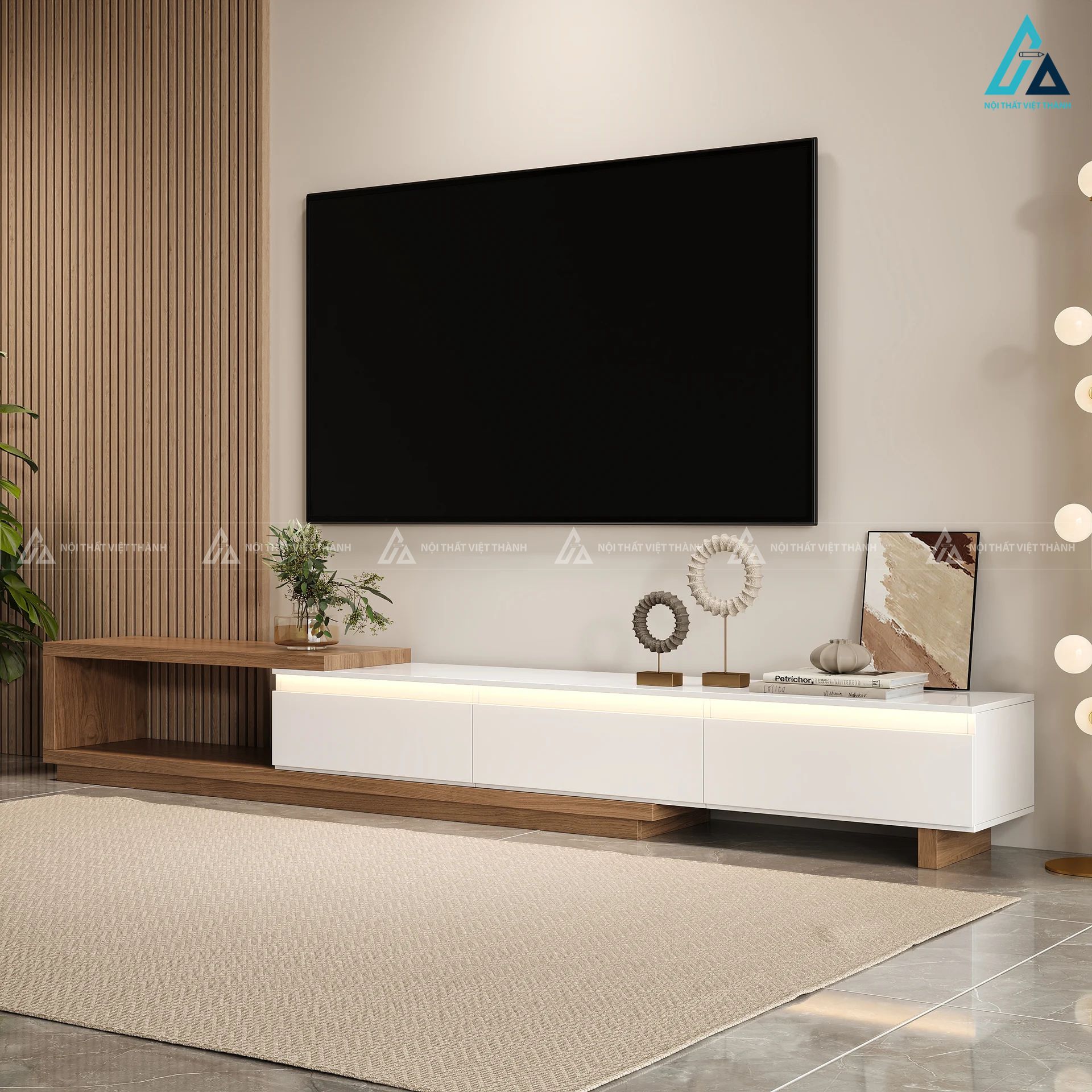 Kệ tivi gỗ công nghiệp hiện đại kết hợp ngăn kéo thông minh 6
