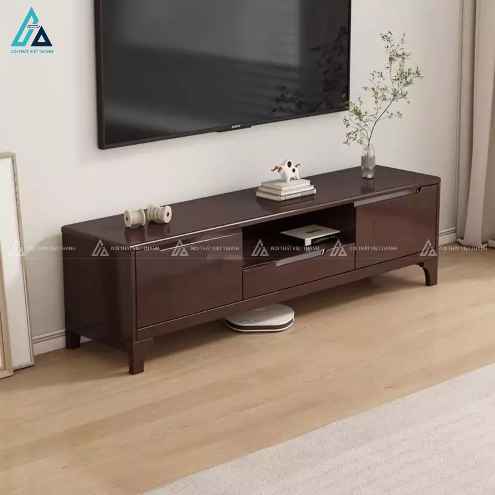 Kệ tivi gỗ tự nhiên thiết kế tối giản cho phòng khách hiện đại 1