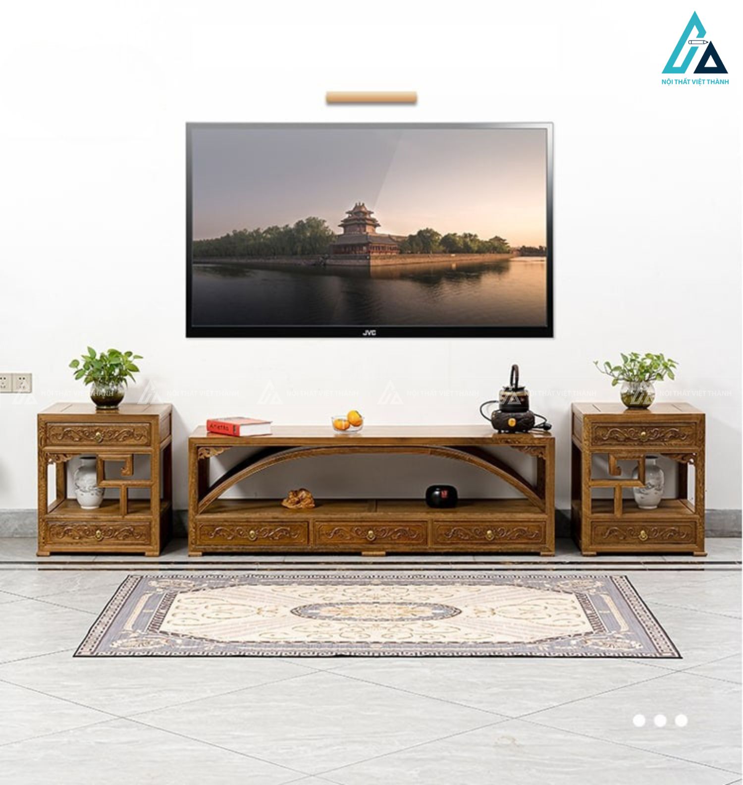 Kệ tivi gỗ tự nhiên thiết kế kiểu dáng hiện đại sang trọng