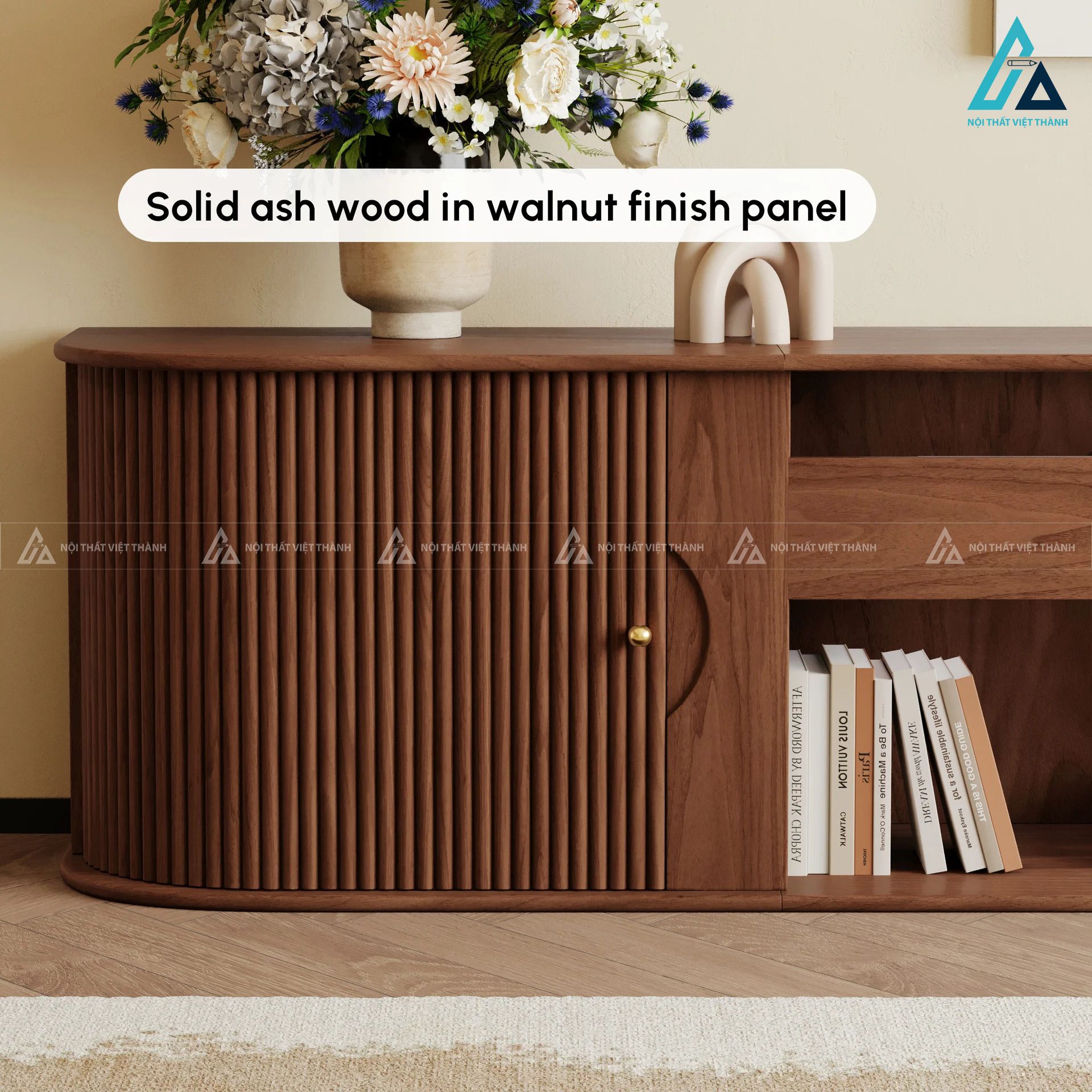 Kệ tivi gỗ tự nhiên thiết kế mở rộng thông minh sang trọng 1