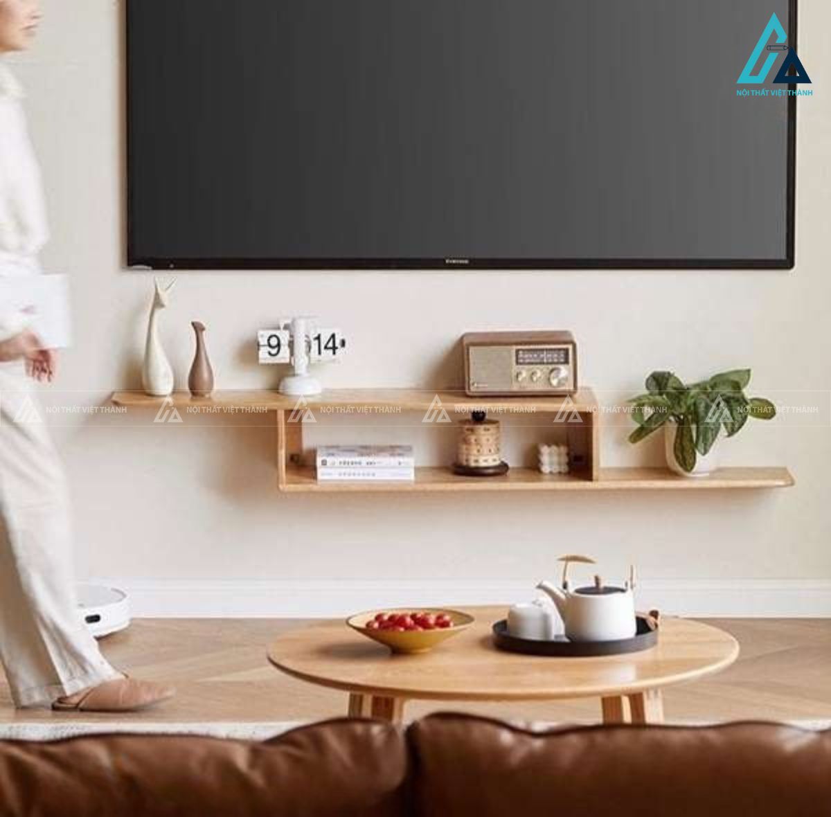 Kệ gỗ treo tường thiết kế cách điệu hiện đại đa năng 1