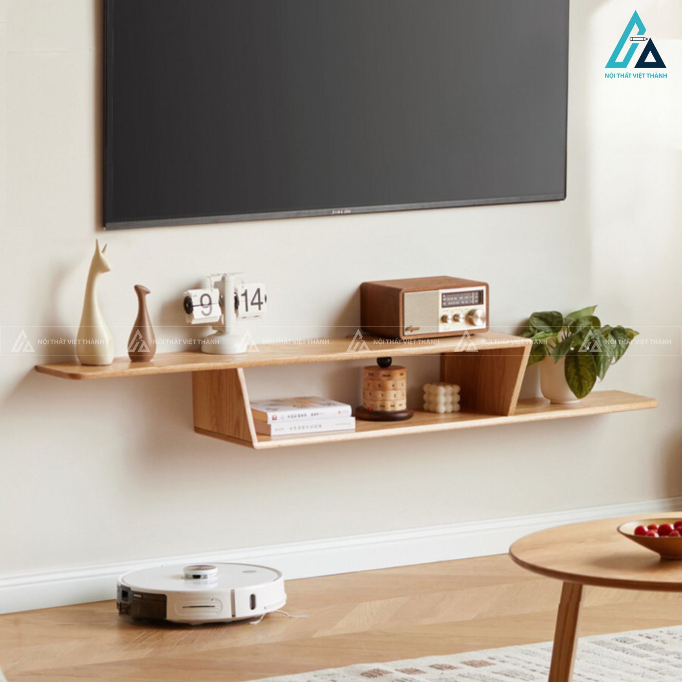 Kệ gỗ treo tường thiết kế cách điệu hiện đại đa năng 2