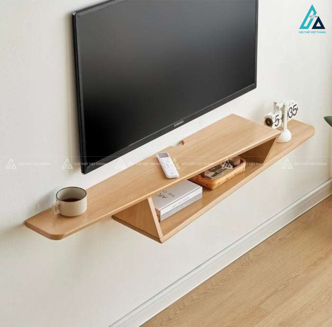 Kệ gỗ treo tường thiết kế cách điệu hiện đại đa năng 3