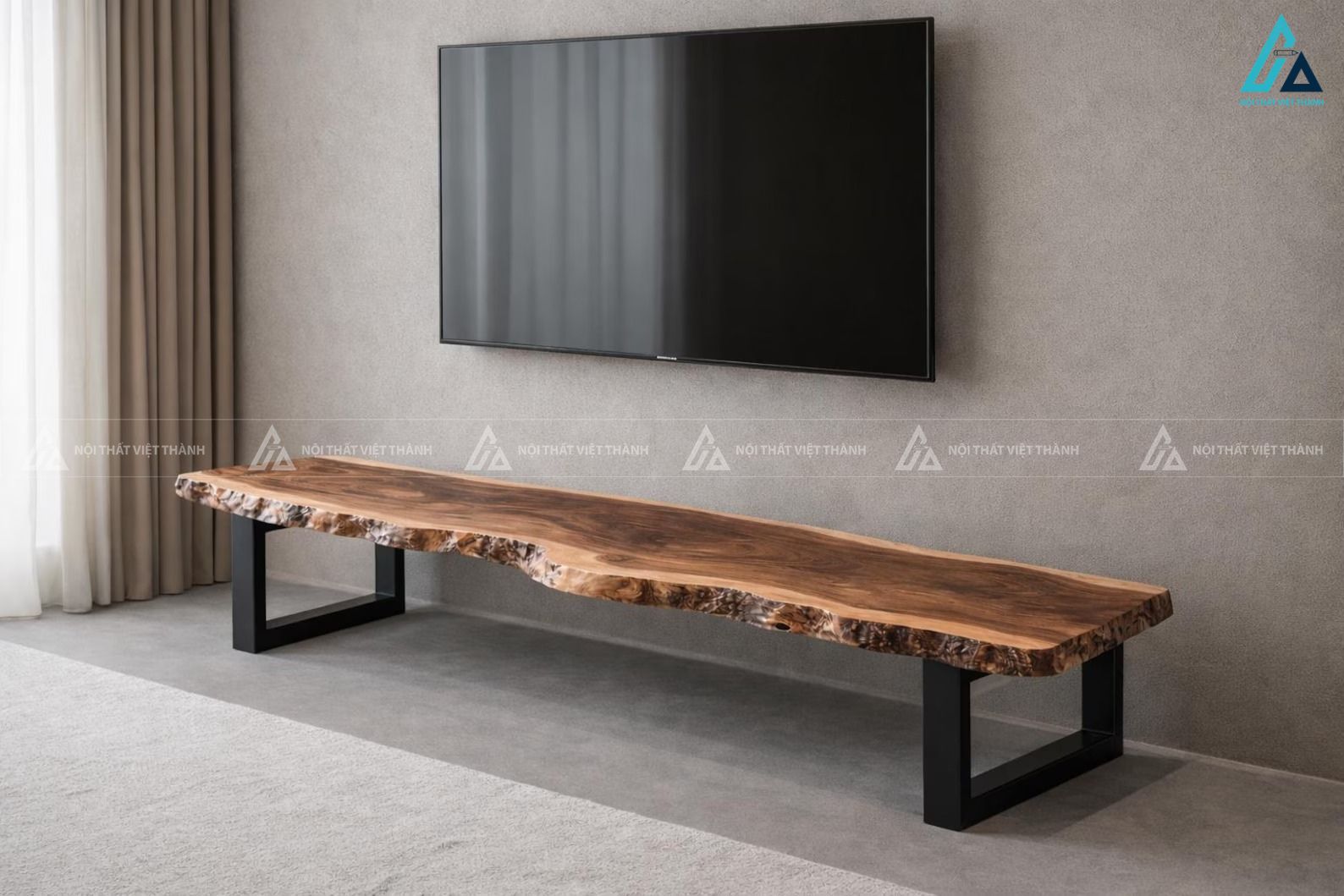 Kệ tivi gỗ tự nhiên chân sắt hiện đại sang trọng tinh tế 1