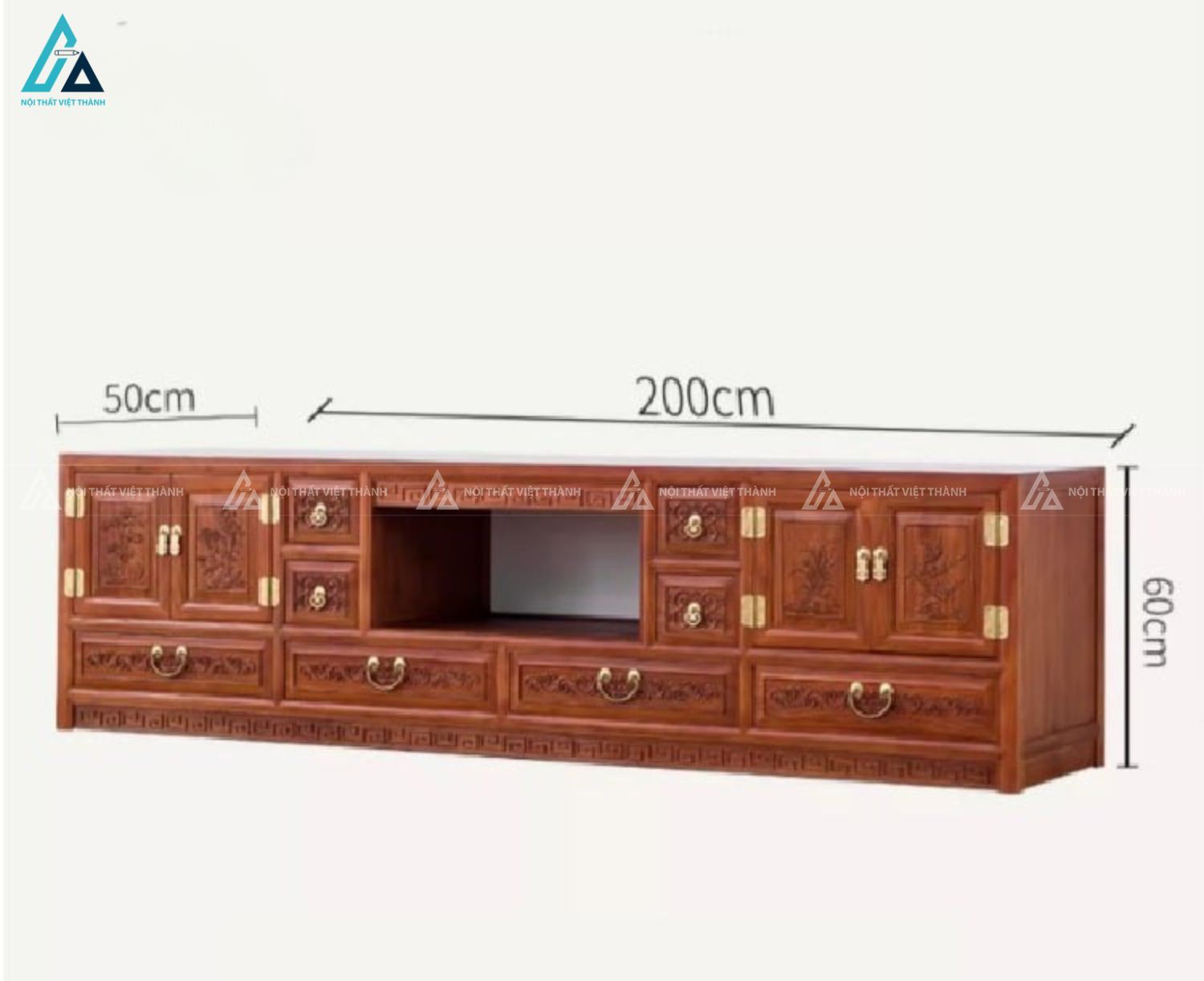 Kệ tivi gỗ tự nhiên chạm khắc cổ điển cao cấp sang trọng 2