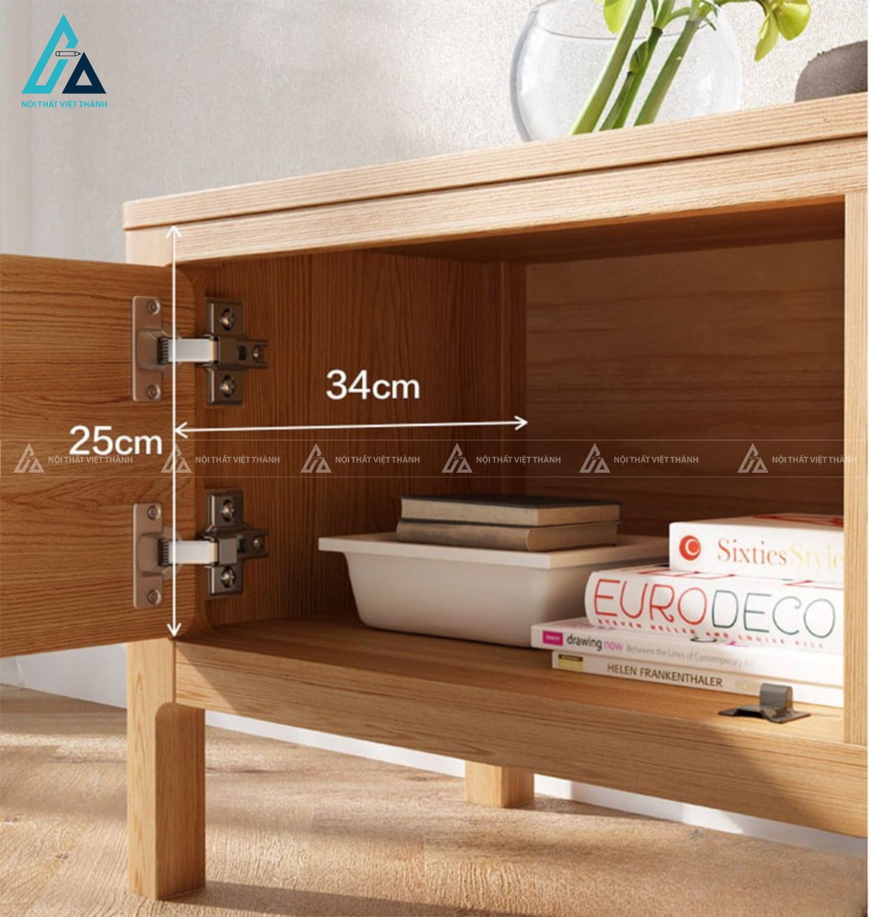 Kệ tivi gỗ tự nhiên thiết kế chân cao tinh tế sang trọng 3