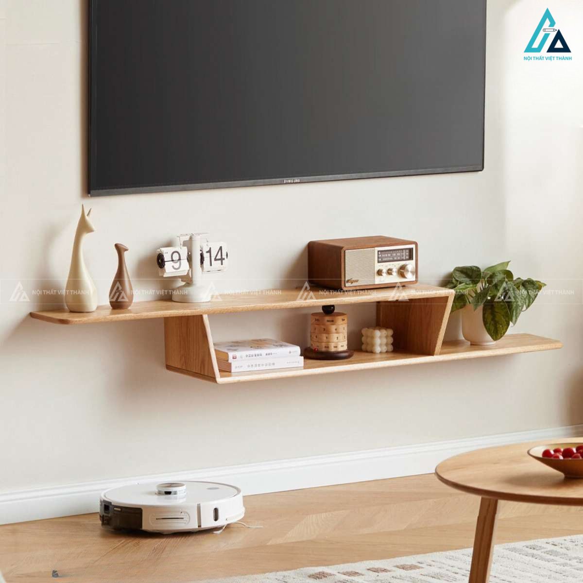 Kệ gỗ treo tường thiết kế cách điệu hiện đại đa năng