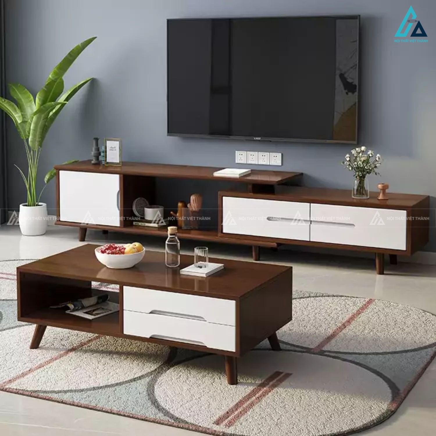 Kệ tivi gỗ tự nhiên thiết kế thông minh linh hoạt theo không gian 3
