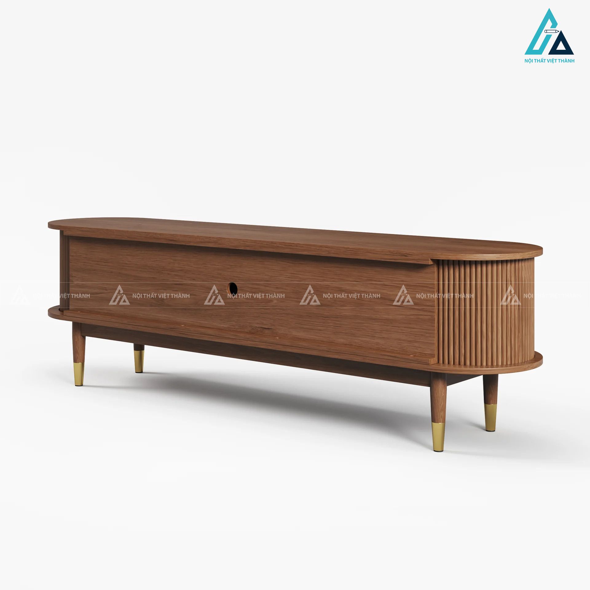Kệ tivi gỗ tự nhiên thiết kế bo cong hiện đại sang trọng 3