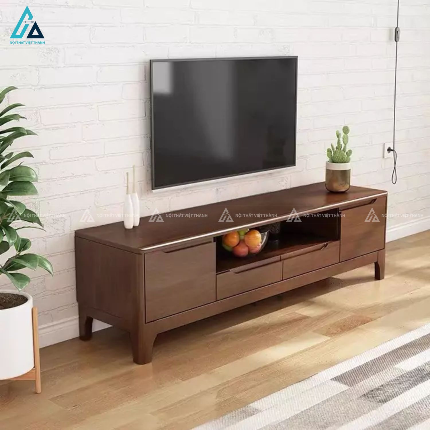 Kệ tivi gỗ tự nhiên thiết kế tối giản cho phòng khách hiện đại 3