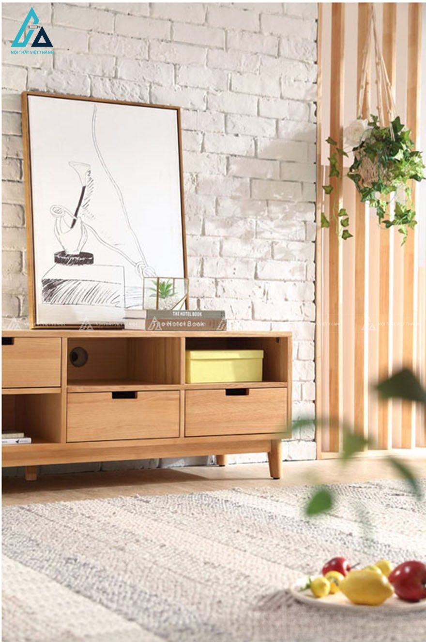 Kệ tivi gỗ tự nhiên nhiều ngăn kéo thông minh cho phòng khách 5