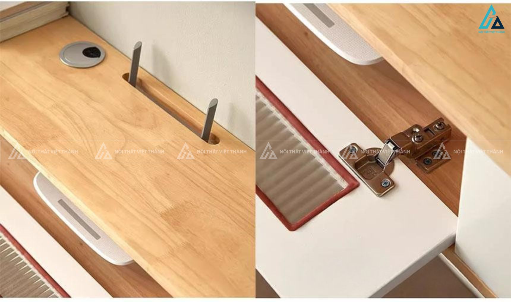 Kệ tivi treo tường gỗ tự nhiên kết hợp ngăn kéo tiện lợi 4