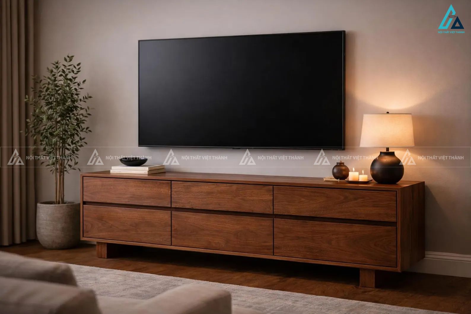 Kệ tivi gỗ tự nhiên thiết kế nhiều ngăn kéo lưu trữ thông minh 5