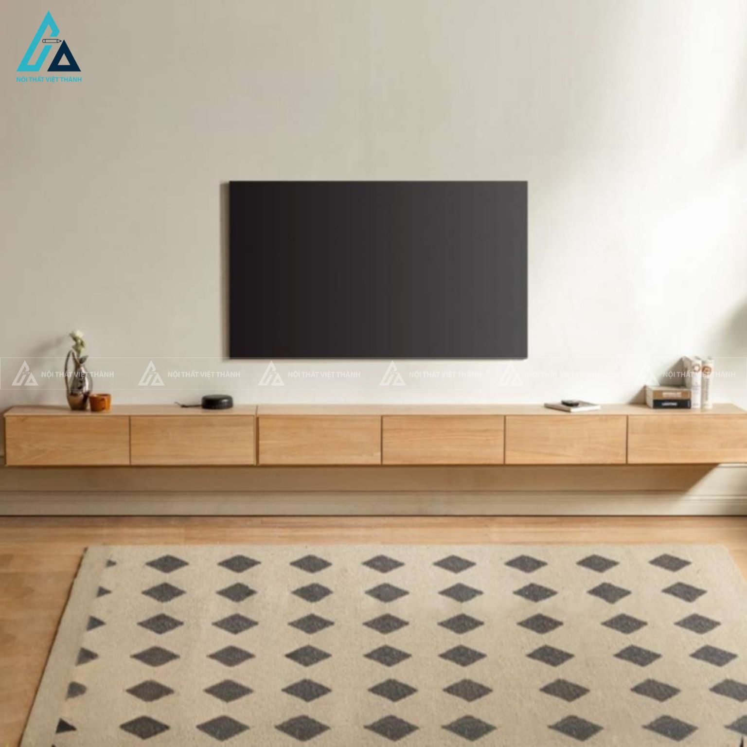 Kệ tivi treo tường gỗ tự nhiên thiết kế tối giản hiện đại 5