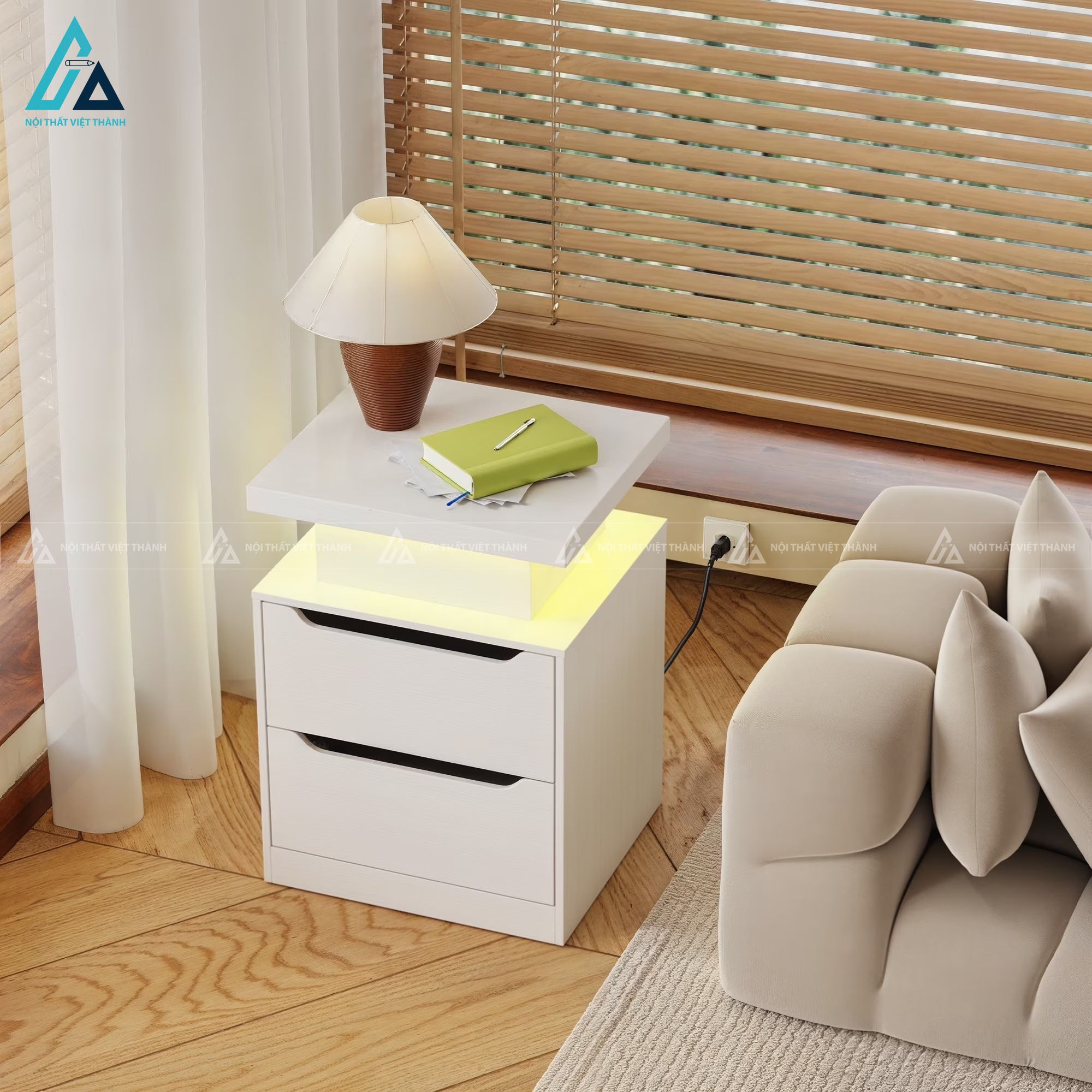 Combo nội thất phòng ngủ hiện đại tích hợp hệ tủ ngăn kéo lưu trữ lớn 1