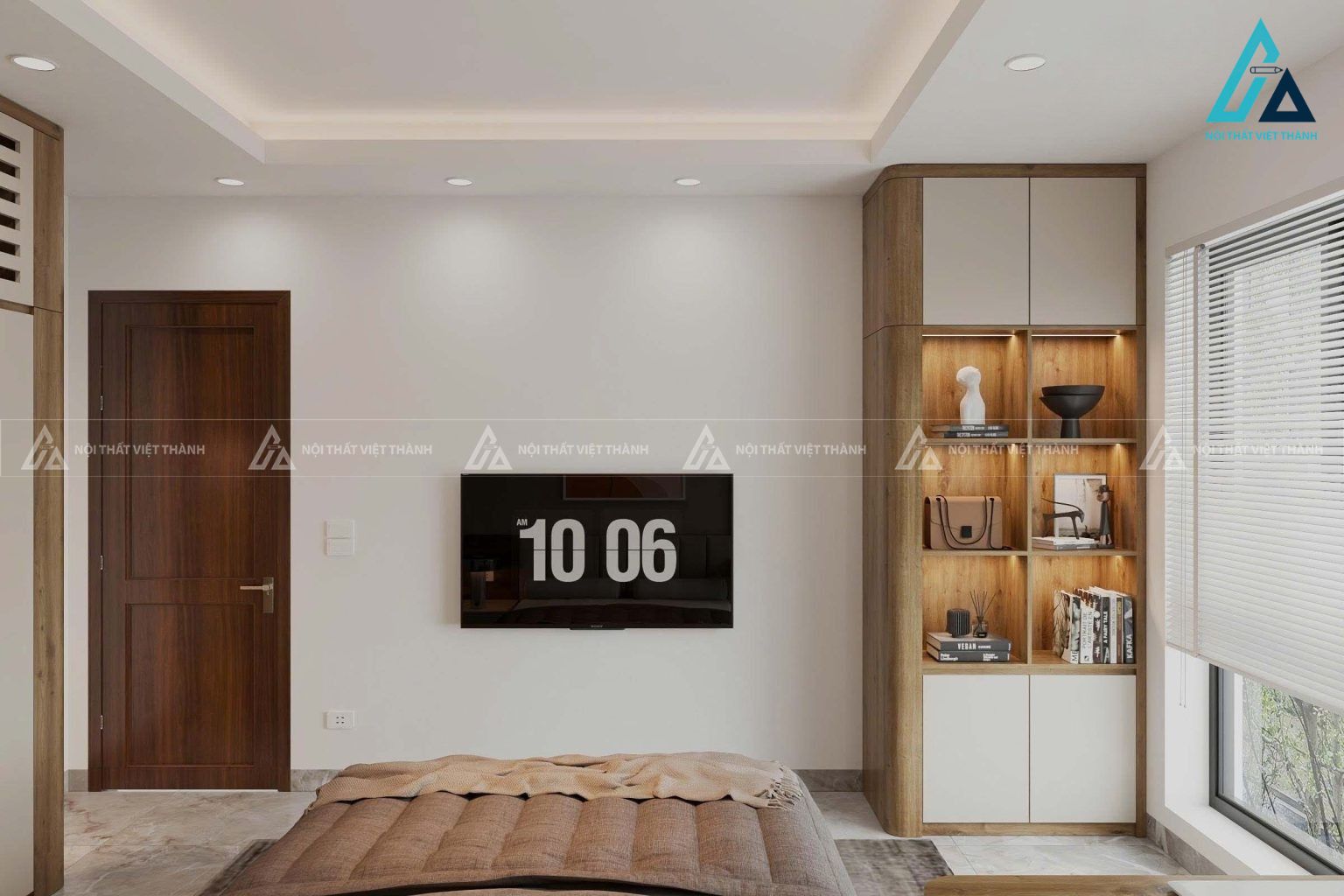 Combo phòng ngủ biệt thự hiện đại tích hợp bàn trang điểm và tủ quần áo 1
