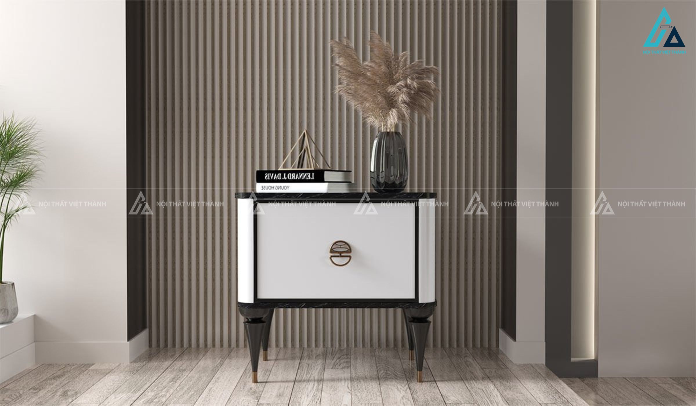 Combo phòng ngủ giường chân cao tủ quần áo và bàn phấn hiện đại 1
