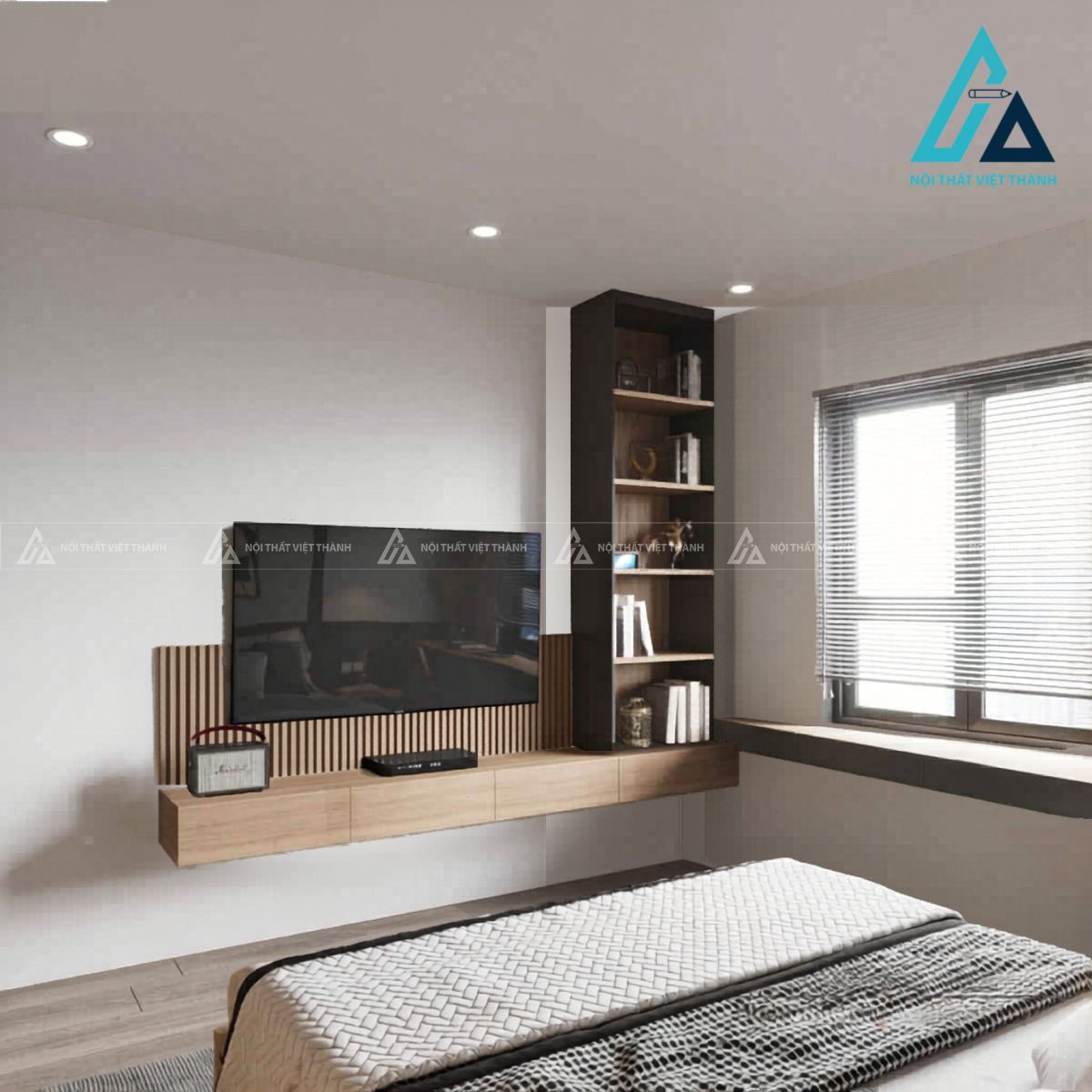 Combo nội thất phòng ngủ gỗ hiện đại tích hợp góc làm việc tiện nghi 1