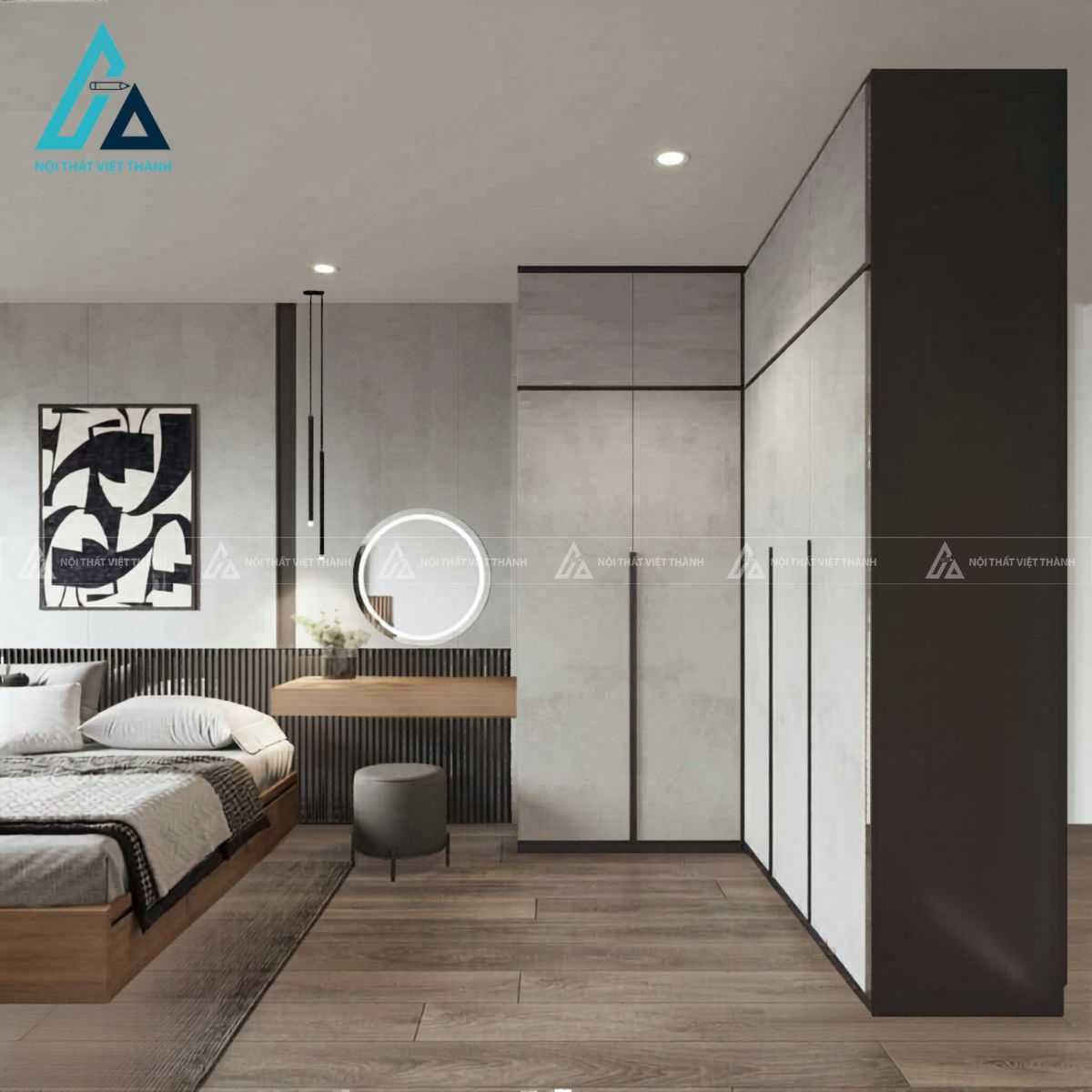 Combo nội thất phòng ngủ gỗ hiện đại tích hợp góc làm việc tiện nghi 2