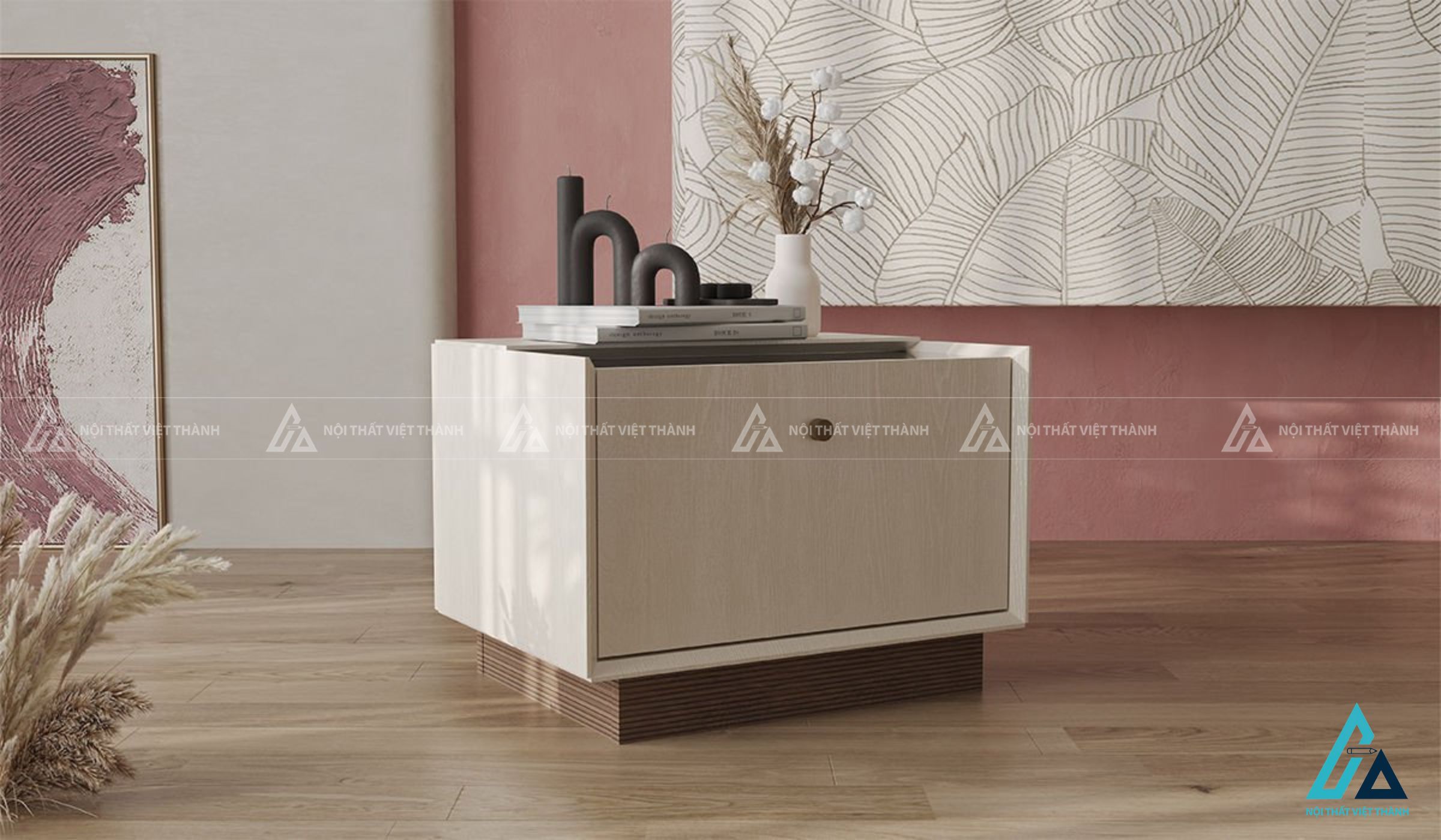 Combo phòng ngủ giường đầu nệm múi dọc tủ áo cánh gương và tủ trang trí 2